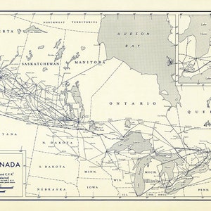 1947 Map of Steam Railroads of Canada