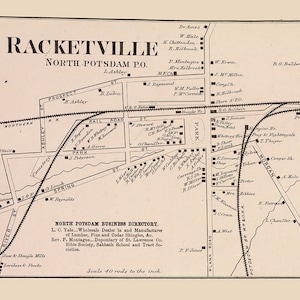 1865 Stadtplan von Racketville St.Lawror Circlet New York