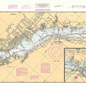 Carta náutica de 1996 del río Caloosahatchee, Fort Myers, Florida