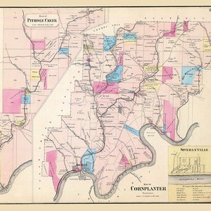1865 Karte der Cornplanter Township im Venango County in Pennsylvania