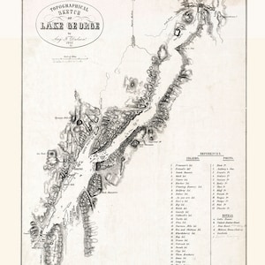 1855 Mapa de Lake George Nueva York
