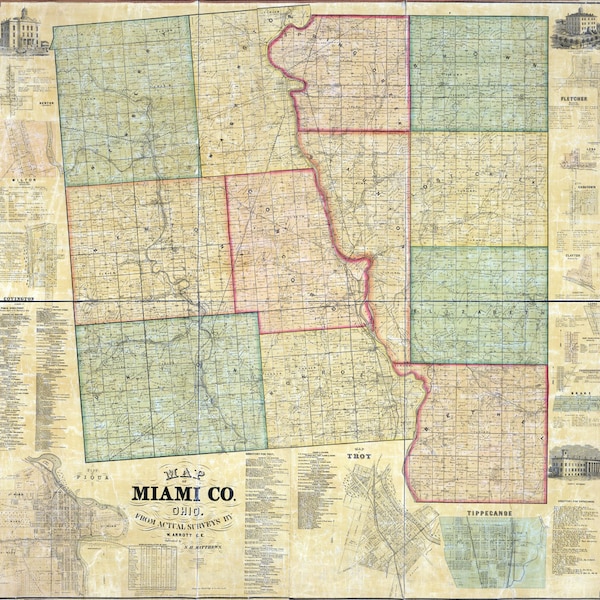 Map of Piqua Ohio Etsy