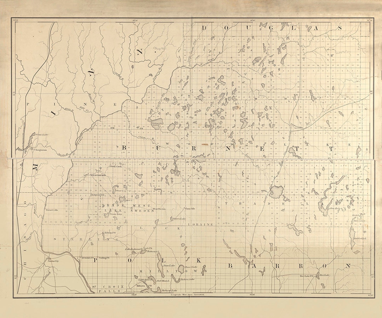 1880 Map of County Wisconsin Etsy