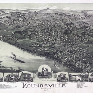 1899 Panoramakarte von Moundsville West Virginia