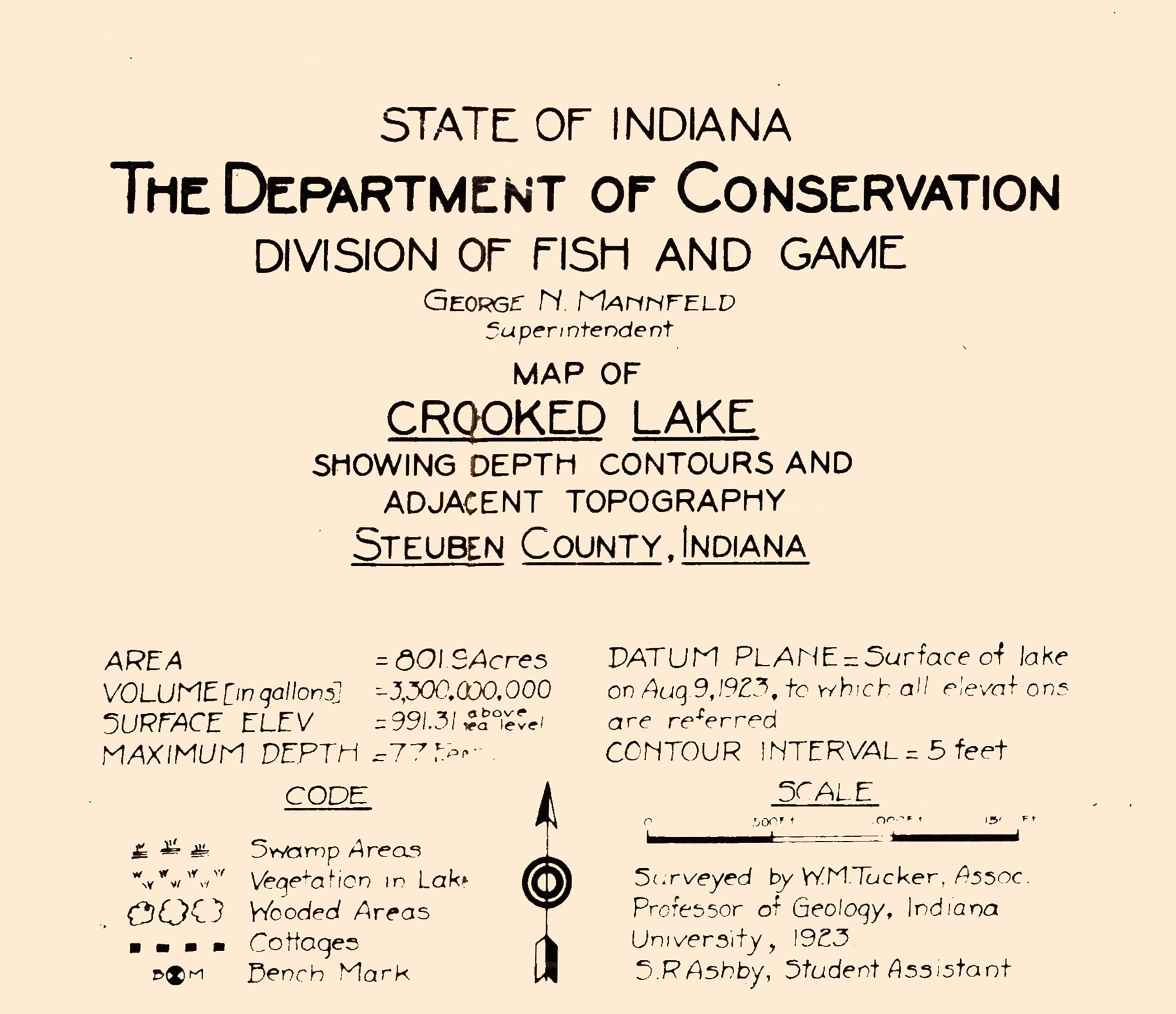 1923 Map of Crooked Lake Steuben County Indiana - Etsy UK