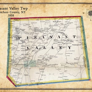 1858 Kaart van Pleasant Valley Township Dutchess County New York
