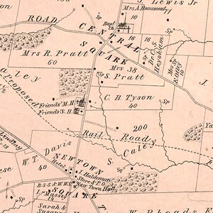 1875 Map of Newtown Township Delaware County Pennsylvania Etsy