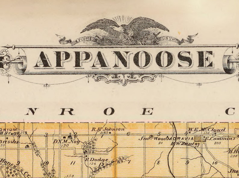 1875 Map of Appanoose County Iowa Etsy