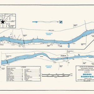 1960 Map of Griggs Reservoir Franklin County Ohio