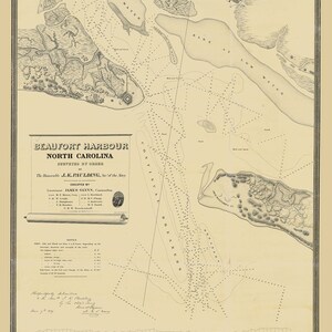 1839 Nautical Chart of Beaufort Harbor North Carolina