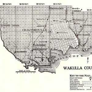 Kaart uit 1914 van Wakulla County, Florida