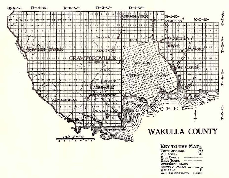 1914 Map of Wakulla County Florida Etsy