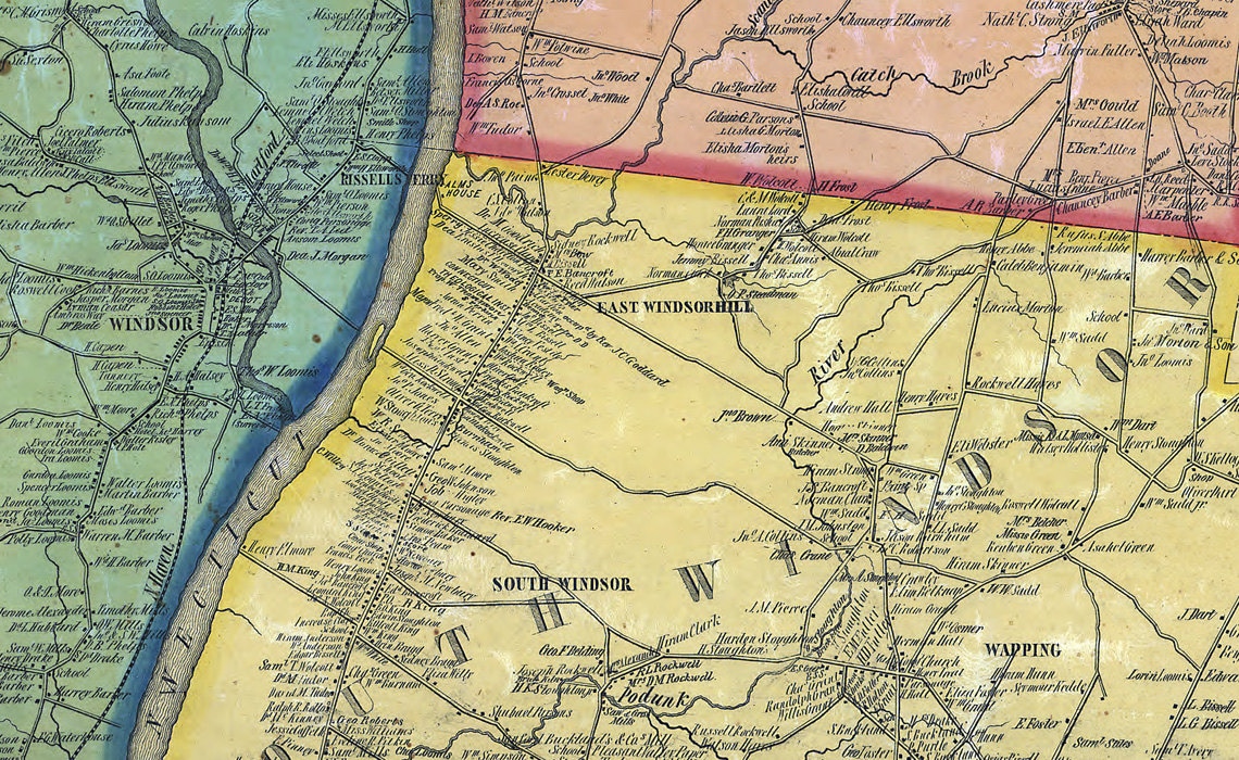 1855 Map of Hartford County Connecticut Genealogy Etsy