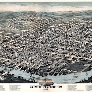 1874 Panoramakarte von Wilmington Delaware