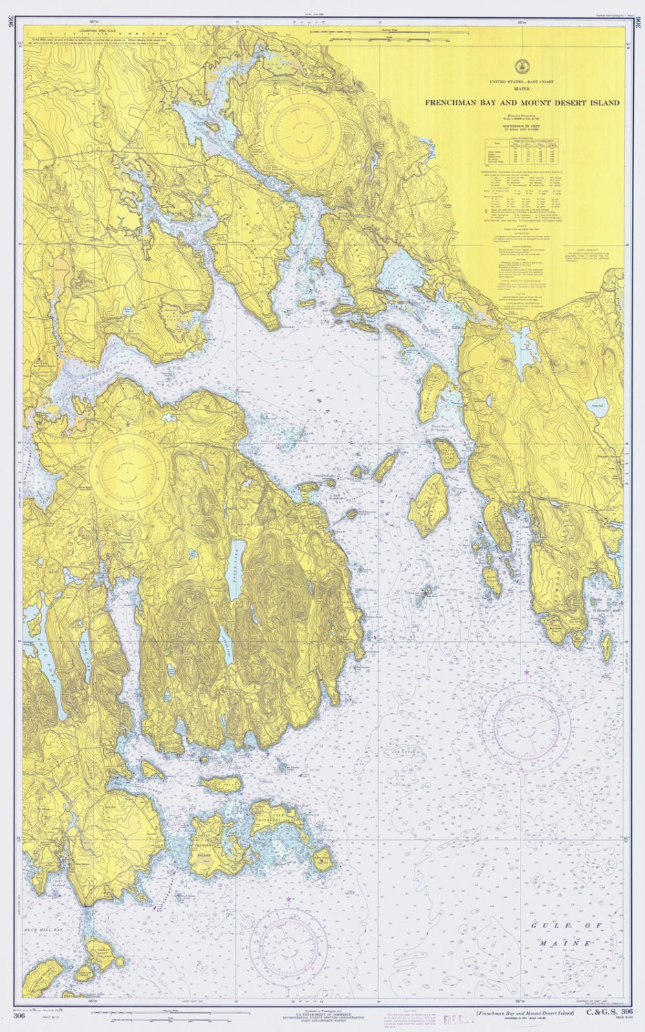 Frenchman Bay Maine Map 1970 Nautical Chart Map Of Frenchman Bay And Mount Desert Island Maine