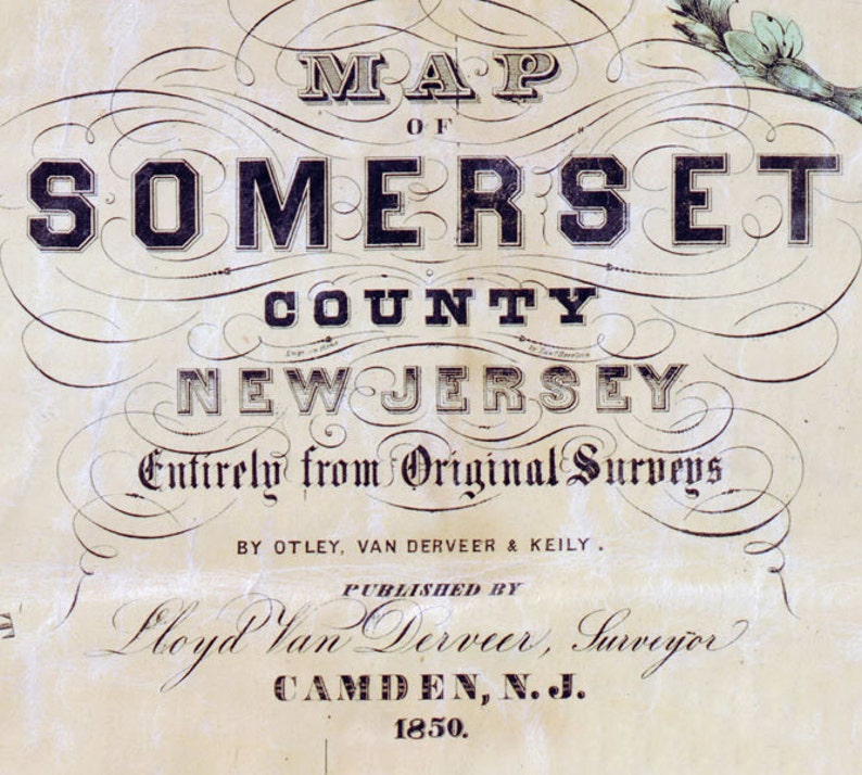 1850 Map of Somerset County New Jersey Somerville Etsy