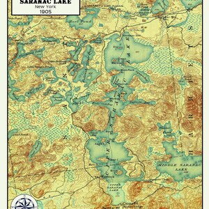 1905 Map of Upper Saranac Lake New York