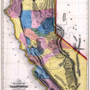 1851-Karte der Gold Region in Kalifornien