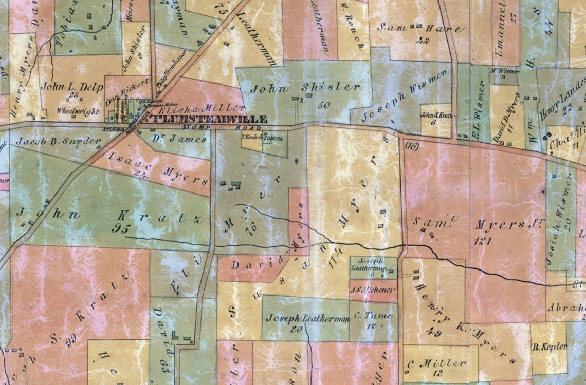 1859 Farm Line Map of Plumstead Township Bucks County Pa Etsy