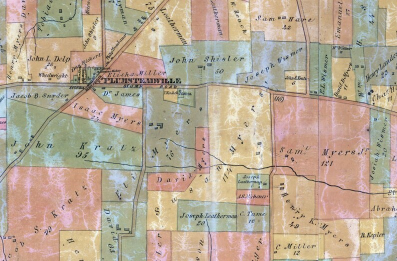 1859 Farm Line Map of Plumstead Township Bucks County Pa Etsy