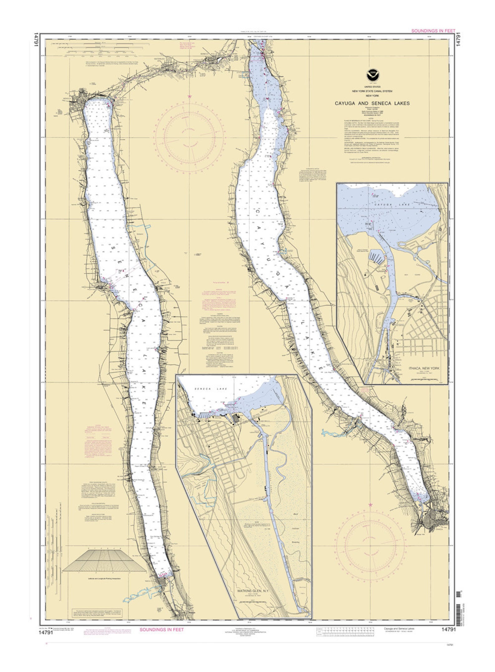 2004 Nautical Map of New York Cayuga and Seneca Lakes - Etsy