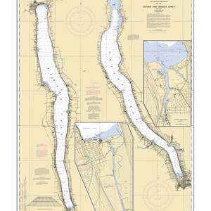 2004 Mapa náutico de los lagos Cayuga y Seneca de Nueva York