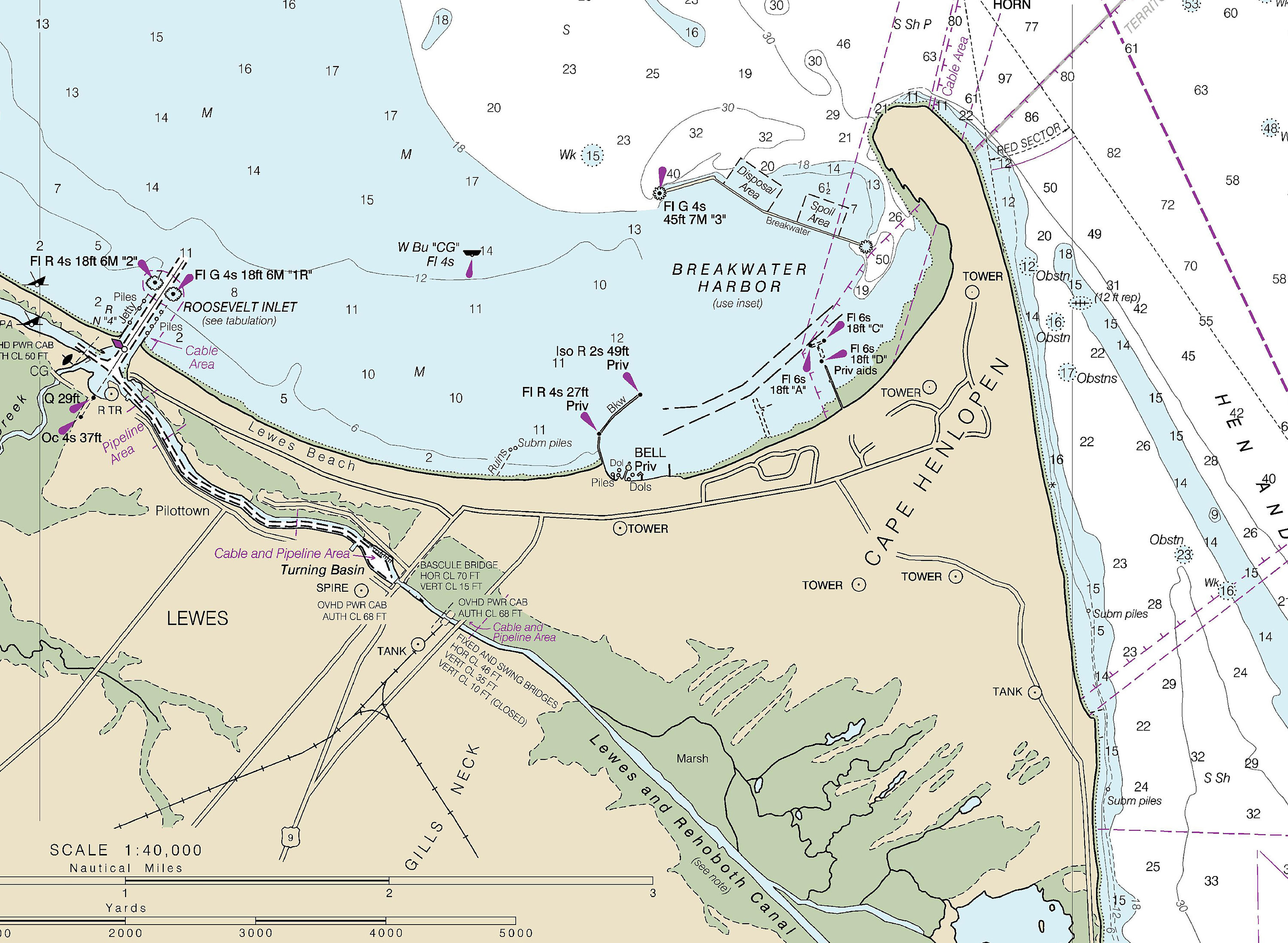 2022 Nautical Chart of Cape Henlopen to Indian River Inlet - Etsy