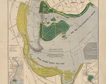 1890, carte des chutes du Niagara