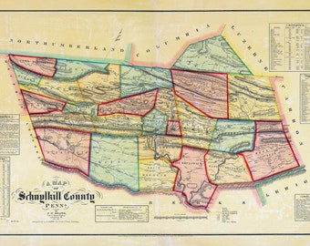 1855 Map of Schuylkill County Pennsylvania