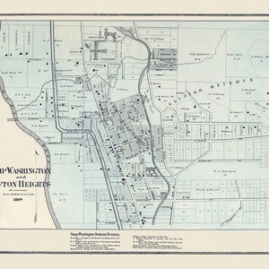 1869 Mappa di Camp Washington e Clifton Heights Contea di Hamilton, Ohio