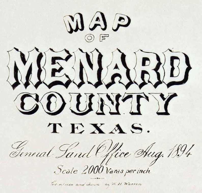 1894 Farm Line Map of Menard County Texas Etsy