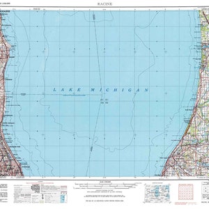 1958 Topo Karte von Racine Wisconsin Chicago Kenosha St. Joseph Holland