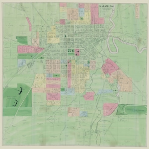 1873 Map of Kalamazoo Kalamazoo County Michigan