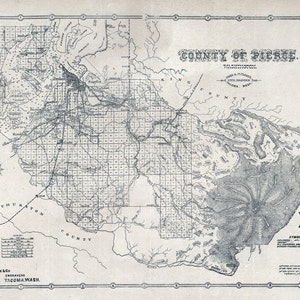 1890-Karte von Pierce County, Washington