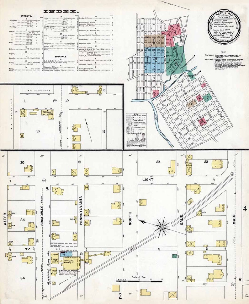 1897 Town Map of Meyersdale Somerset County Pennsylvania Etsy