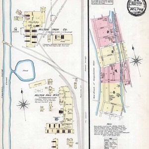 1884 Town Map of Milton Northumberland County Pennsylvania