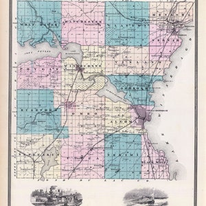 1878 Mapa del condado de Winnebago, Wisconsin