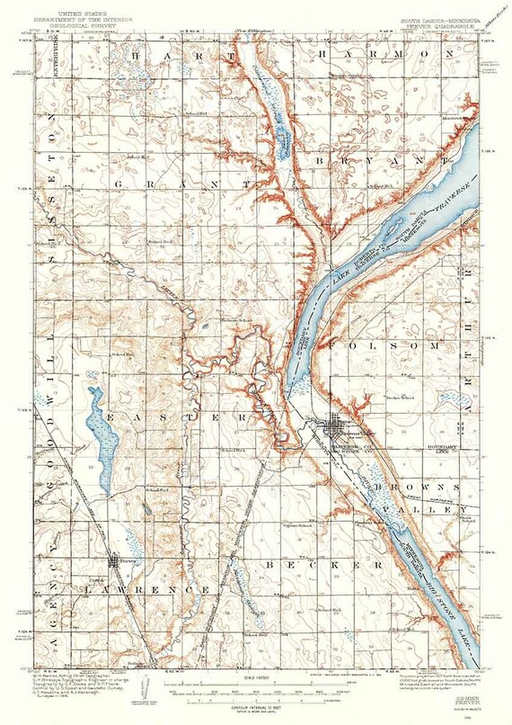 1916 Topo Map of Peever South Dakota Etsy