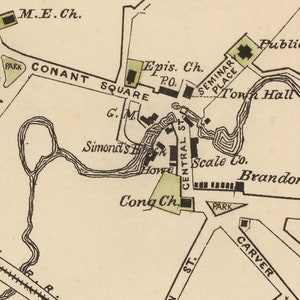 1876 Town Map of Brandon Vermont image 3