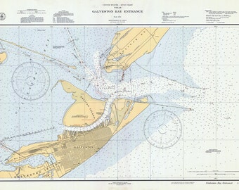 1936 Nautical Map of Galveston Bay Texas