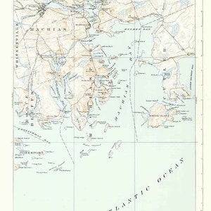 1918 Topo Map of Machias Maine