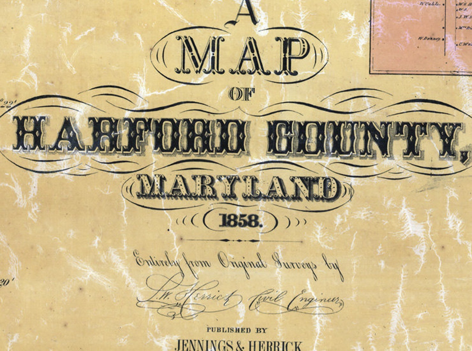 1858 Map of Harford County Maryland with Homeowner Names Etsy Polska