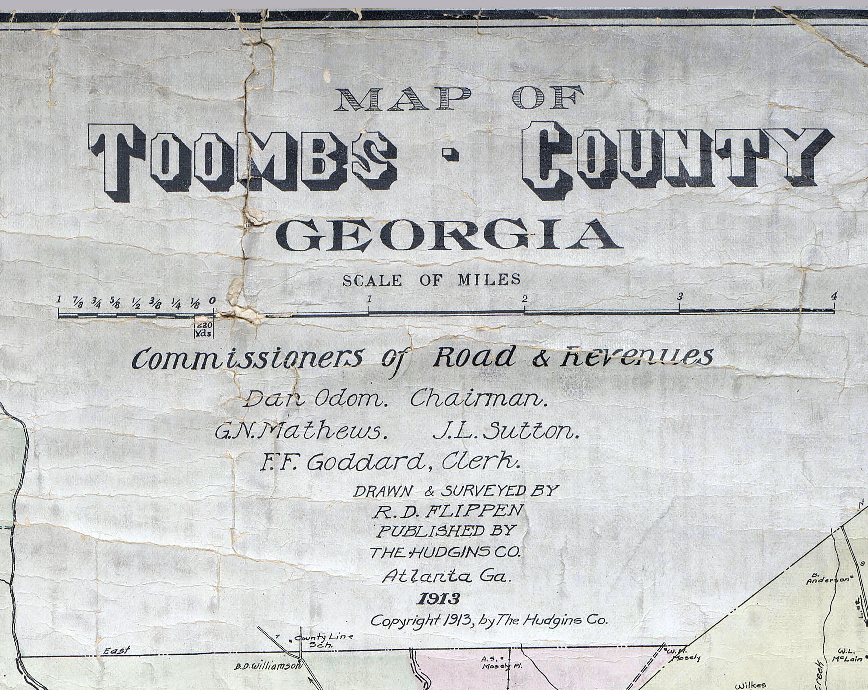 Toombs County Map 1913 Map of Toombs County Georgia - Etsy