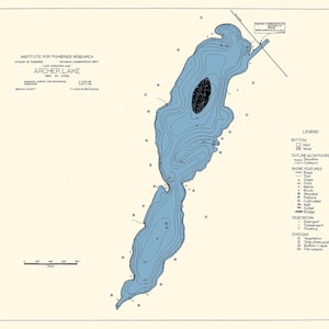 1948 Carte d'Archer Lake et du comté de Middle Lake, Michigan