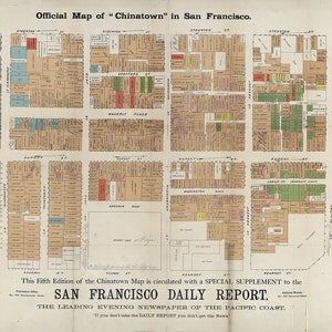1885 Map of Chinatown in San Francisco California