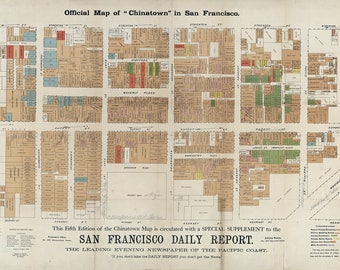 1885 Map of Chinatown in San Francisco California