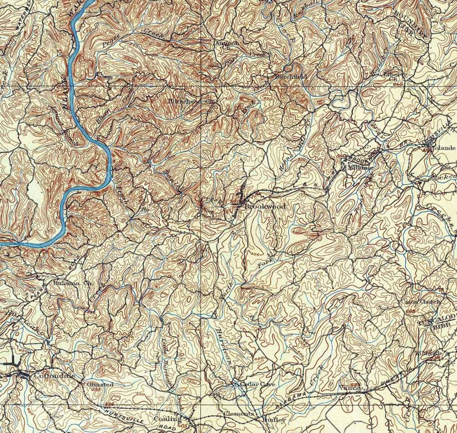 1899 Topo Map of Brookwood Alabama Etsy