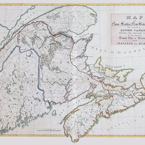 1845 Map of Nova Scotia New Brunswick and Lower Canada