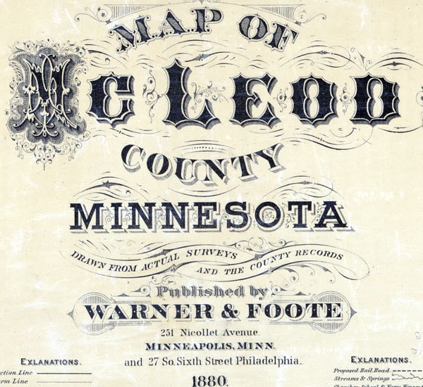 1880 Farm Line Map of Mcleod County Minnesota Glencoe Etsy