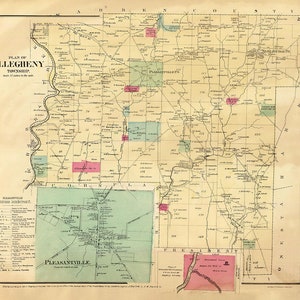 1865-Karte der Ölregion Allegheny Township im Venango County in Pennsylvania